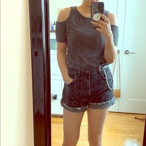 Topshop cold shoulder ribbed T-shirt